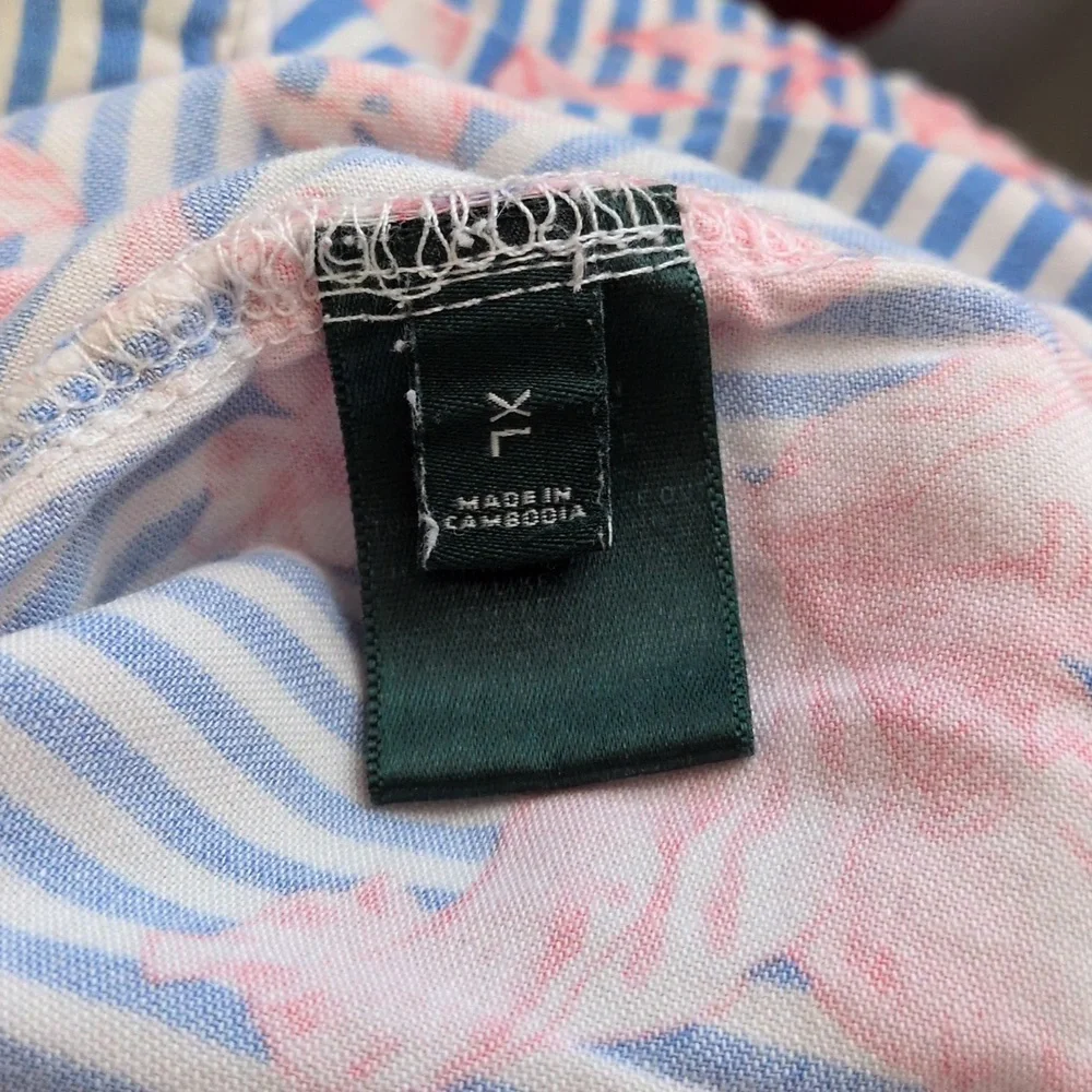 Lauren Ralph Lauren Blue & Pink Striped Floral Pajama Set